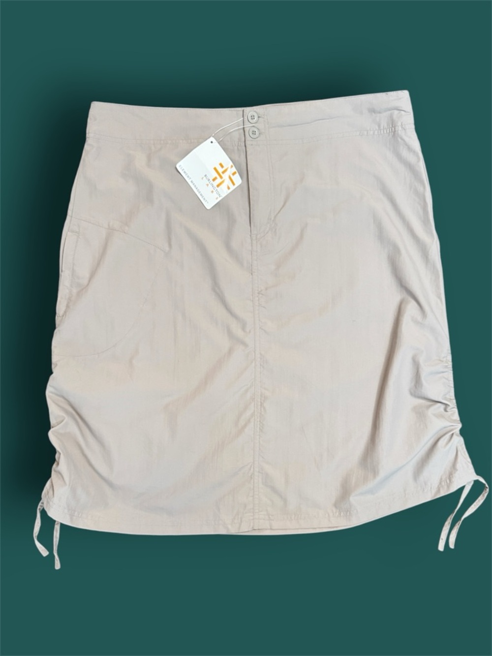 NWT Kathmandu Light Beige Drawstring Ruched Hem Athletic Skirt sz 14